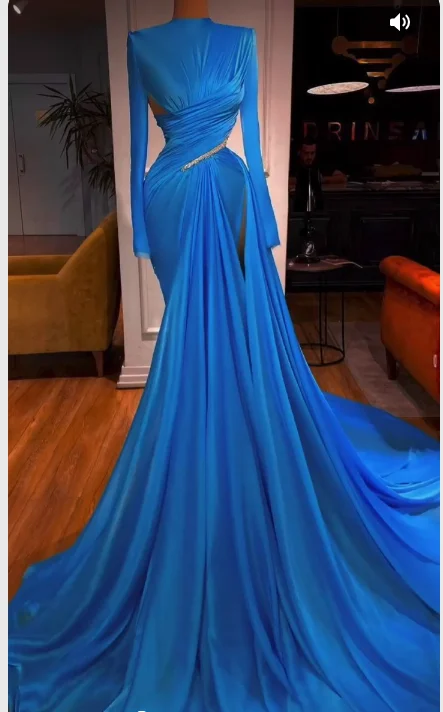 Sale Event printed dressprinted dressBlue Mermaid Long Sleeves Evening Dress Pageant Dress Y845 Sale Event printed dressprinted dressBlue Mermaid Long Sleeves Evening Dress Pageant Dress Y845