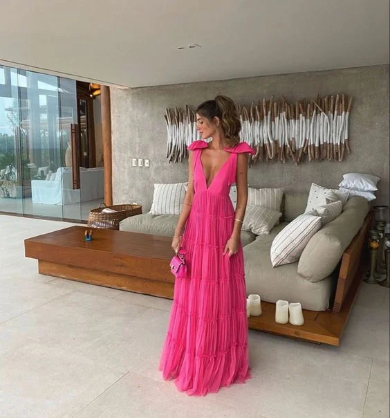 Sale Event luxury dressluxury dressHot Pink Backless Prom Dress, Evening Dress Y1522