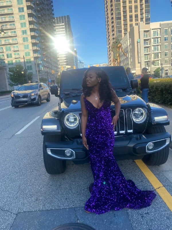 Buy Now wrap dresswrap dressDark Purple Sequins Prom Dress For Black Girl Y4688