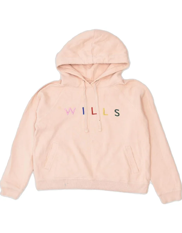 YEAR-End Sale simple hoodieJACK WILLS Womens Graphic Hoodie Jumper UK 12 Medium Beige Cotton