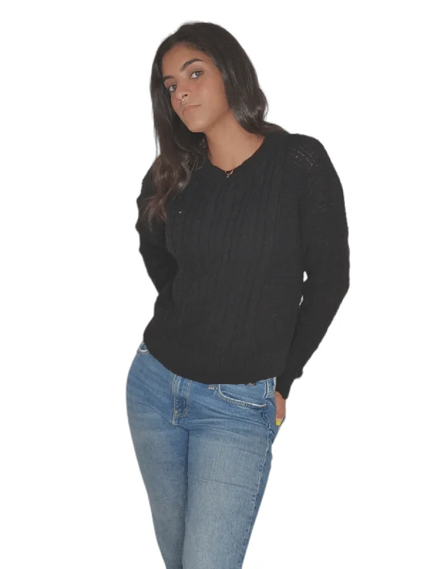 Discount Deals sleek gym hoodieWomen Knitwear Pullover -Black