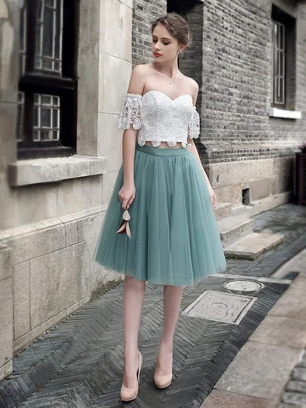 TIME-Limited Offer Two Pieces Homecoming Dress Sexy Off-the-shoulder Short Prom Dress Party Dress JK303