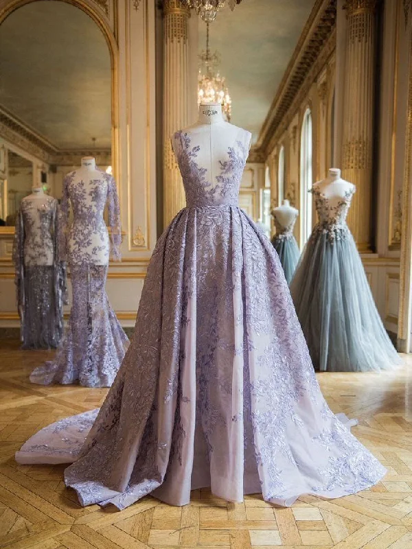 Savings Bonanza Luxury Prom Dresses Scoop Ball Gown Lace Sweep Train Long Prom Dress JKL800