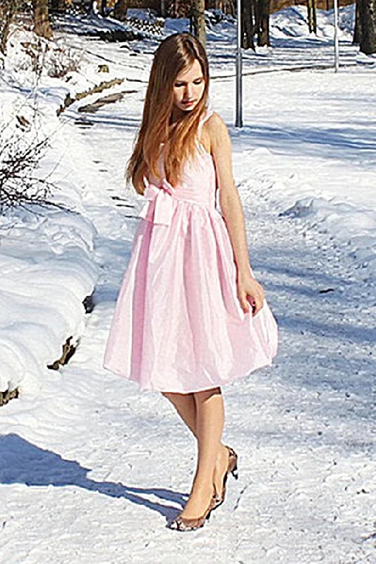 Best Bargains A-line Wide Straps Knee Length Chiffon Flower Prom Dress