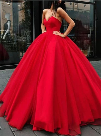Price Cut Ball Gown Prom Dresses Floor-length Sweetheart Lace-up Red Sexy Long Big Prom Dress JKL627