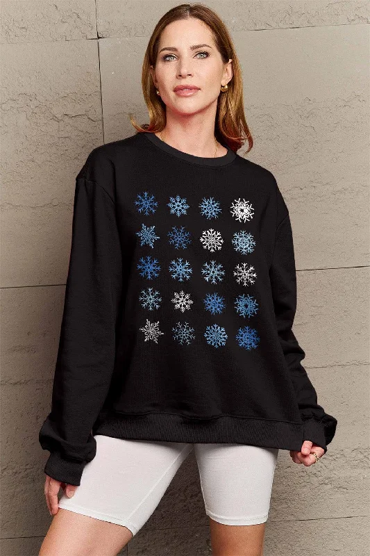 Bargain Bin urban workout sweatshirtSimply Love Full Size Snowflakes Round Neck Sweatshirt