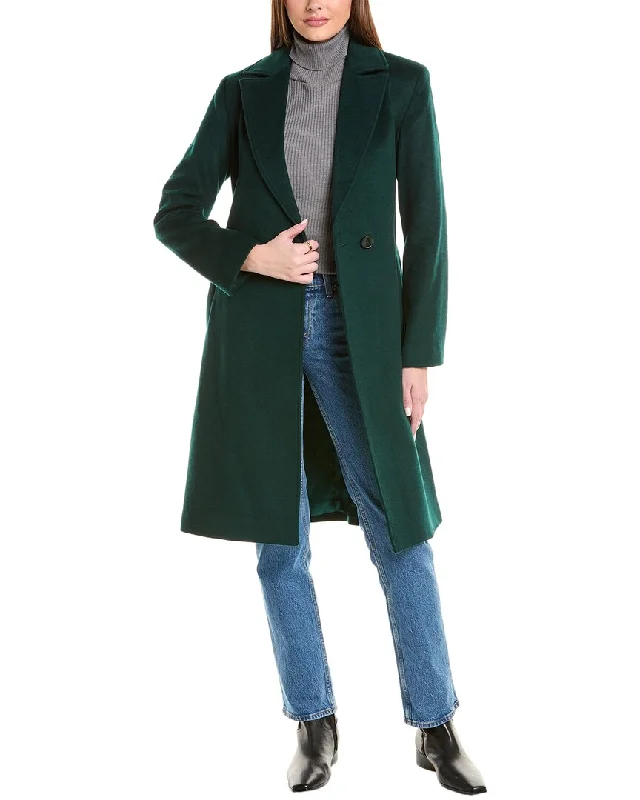 YEAR-End Sale padded coatSofiacashmere Belted Wrap Wool & Cashmere-Blend Coat