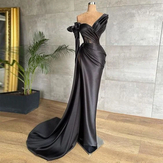 Great Bargains party dressparty dressBlack Satin Prom Dress Pleated Evening Gowns Dubai Party Dress Y664 Great Bargains party dressparty dressBlack Satin Prom Dress Pleated Evening Gowns Dubai Party Dress Y664
