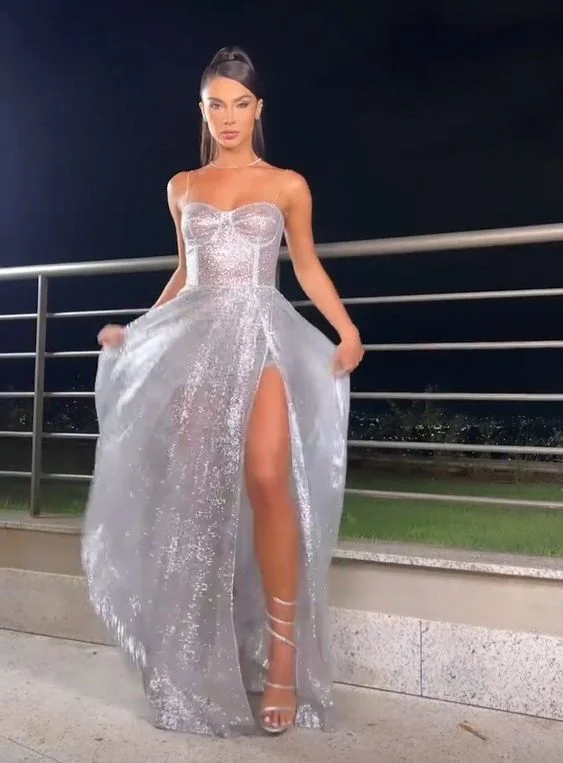 Value Deals wool dresswool dressBeautiful Silver Straps Long Evening Dresses With Slit Y1024 Value Deals wool dresswool dressBeautiful Silver Straps Long Evening Dresses With Slit Y1024