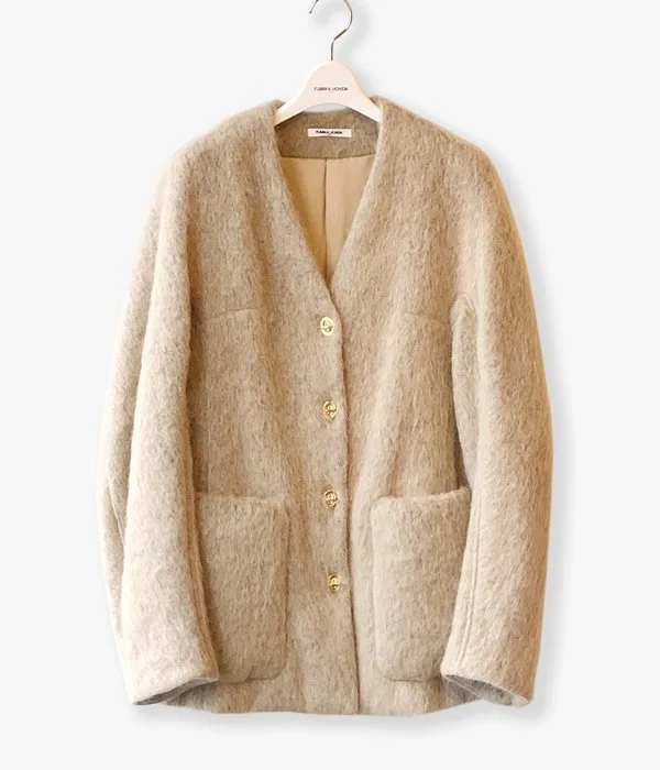 The Best Prices trendy jacketFUMIKA_UCHIDA/MOHAIR SHAGGY JACKET COAT(BEIGE/gold)