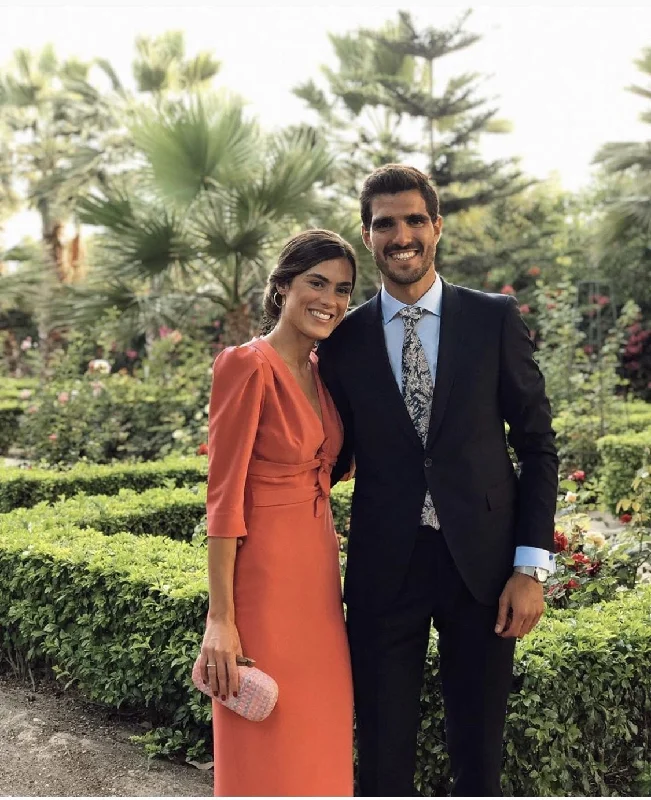 New Deals chic dresschic dressModest Orange Column Prom Dress,Orange Wedding Guest Dress Y5112