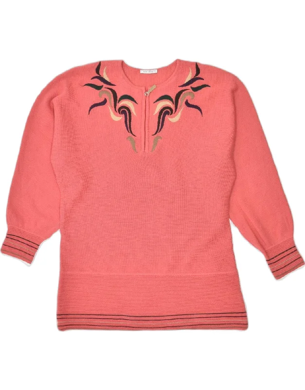 Stock Up and Save cool graphic hoodieVINTAGE Womens Crew Neck Jumper Sweater UK 14 Large Pink Cotton