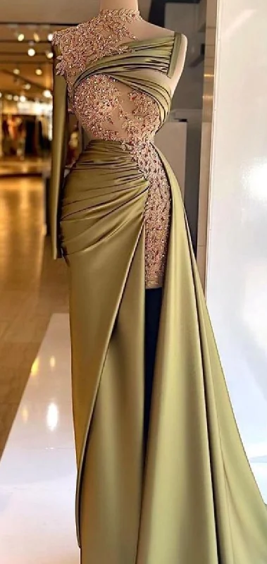 Value Deals knit dressknit dressOne Sleeve Mermaid Olive Green Satin Long Prom Dress Charming Evening Dress Y520 Value Deals knit dressknit dressOne Sleeve Mermaid Olive Green Satin Long Prom Dress Charming Evening Dress Y520