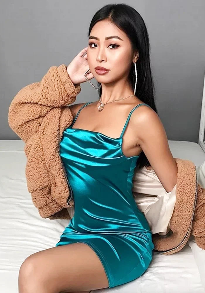 Take Advantage long-sleeve floral dresslong-sleeve floral dressTurquoise Blue Satin Dress