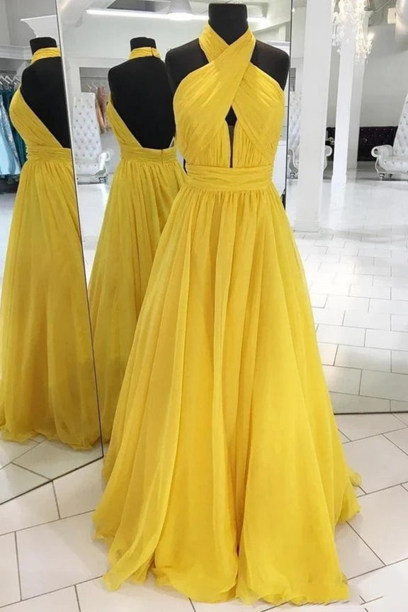 Weekend Deal summer floral dresssummer floral dressYellow Halher Backless A-Line Prom Party Dress Weekend Deal summer floral dresssummer floral dressYellow Halher Backless A-Line Prom Party Dress