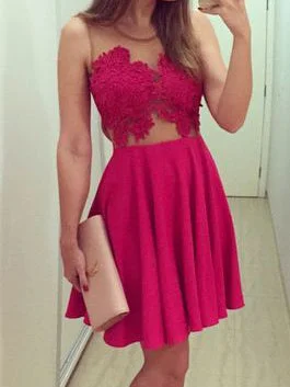 Act Fast Fashion Homecoming Dress Scoop Appliques Sexy Short Prom Dress Party Dress JK423