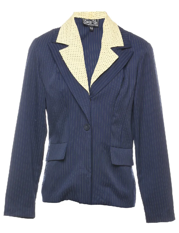 Price Slash urban street coatStriped Navy & Cream Blazer - L