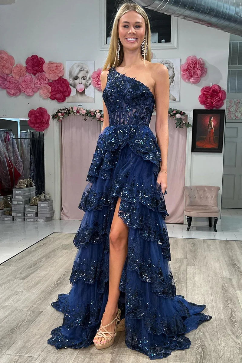 Loyalty Reward spaghetti strap dressspaghetti strap dressOne Shoulder Sleeveless Empire With Train Lace Prom Dress