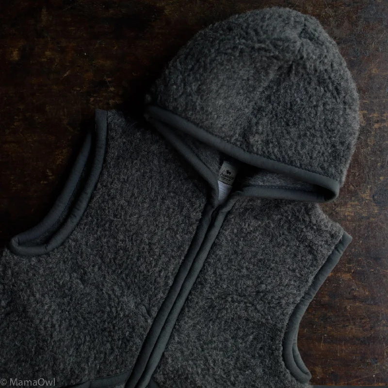 Exclusive Deal classic bomber jacketWomens Wool Teddy Fleece Hooded Everest Zip Vest - Slate