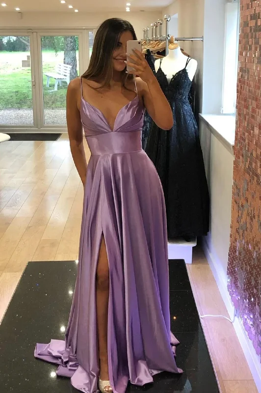 Deal Zone casual day dresscasual day dressPurple V-Neck Satin Long Prom Dress, Simple A-Line Evening Dress Y927 Deal Zone casual day dresscasual day dressPurple V-Neck Satin Long Prom Dress, Simple A-Line Evening Dress Y927