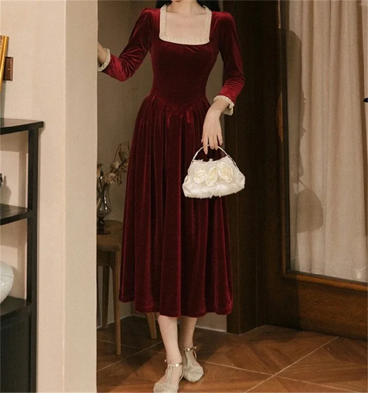Online Exclusive chic slip dresschic slip dressSquare Neck Velvet Dress,French Vintage Red Dress,Autumn Winter Long Sleeve Dress,Prom Dress,Fairy Dress Y4715 Online Exclusive chic slip dresschic slip dressSquare Neck Velvet Dress,French Vintage Red Dress,Autumn Winter Long Sleeve Dress,Prom Dress,Fairy Dress Y4715