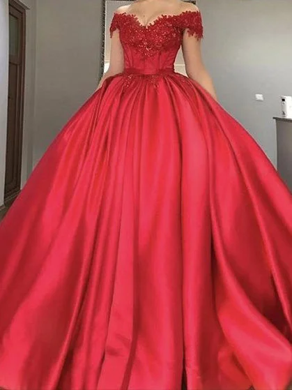 Exclusive Access Beautiful Red Prom Dresses Ball Gown Sweep/Brush Train Long Prom Dress/Evening Dress JKL149