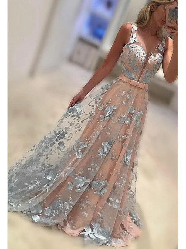 Closeout Sale Sexy Prom Dresses Floor-length V-neck Lace Long Prom Dress/Evening Dress JKS128